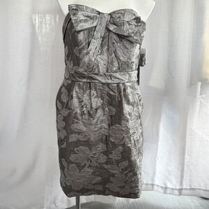 White‎ by Vera Wang Silver Mini Bow Dress Size 16 NWT Wedding Holiday Party